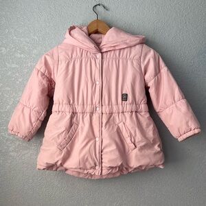 Absorba Girls Pink Puffer Jacket Hooded Faux Fur Lined Winter Coat 5A